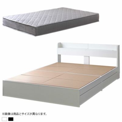 クイーンサイズ ルース 3Dメッシュポケットコイルマットレスセット 棚付き 左右付け替え可能引き出し コンセント