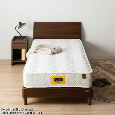 クイーン(2枚分割式) グランユニット ベッド 木製 寝室 マットレス 3ゾーン ホワイト ブラック 完成品