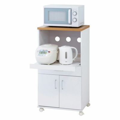 幅54cm レンジワゴン キッチンワゴン キッチン収納 レール付き引き出し収納 コンセント オープン収納 扉収納 キャスター付き 省スペース コンパクト 収納家具 収納 キッチン 日本製