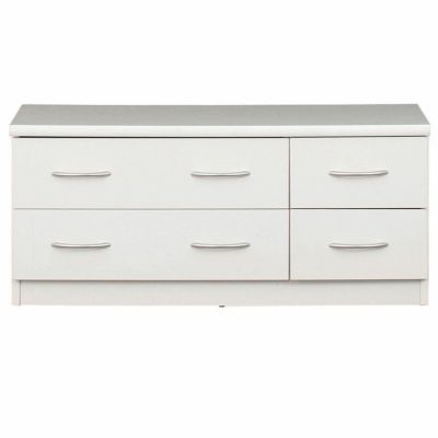 幅89.5cm フレッシュ ローチェスト 引出し収納 タンス ローボード 白 2段 収納 リビングボード 木製 シンプル コンパクト ホワイト