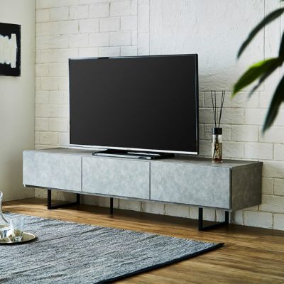 【設置無料】幅180cm ローボード 日本製 セラミック調 アイアン脚 フラップ扉 引き出し 収納 テレビボード ローテレビ台 テレビラック テレビ台 おしゃれ モダン ブラウン グレー ルンバブル