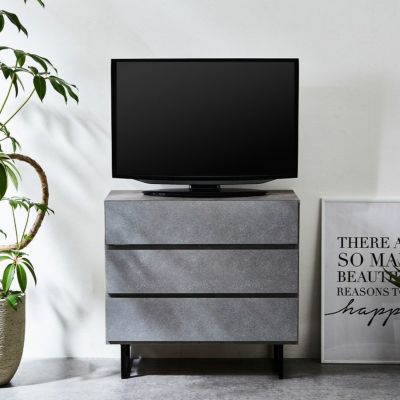 【設置無料】幅80cm テレビボード ハイタイプ セラミック調 日本製 引出し付き フラップ扉 収納付き テレビ台 高め コンパクト TV台 おしゃれ モダン ブラウン グレー