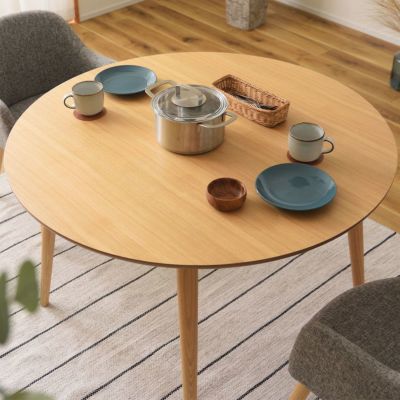 幅110cm 円形 ダイニングテーブル 木製 天然木 2～4人用 丸型 テーブル 円卓 食卓テーブル ラウンドテーブル 丸テーブル おしゃれ シンプル 北欧 ナチュラル