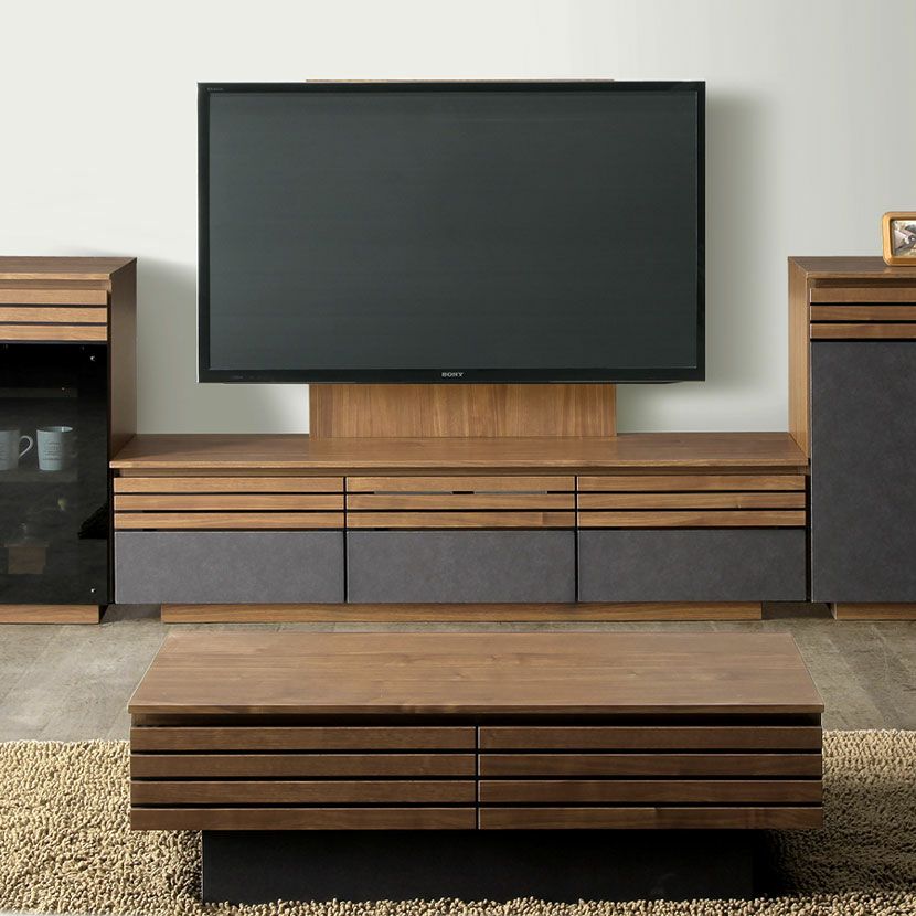 幅180cm テレビボード 木目調 セラミック調 ウォールナット柄 オシャレ ローボード テレビ台 リビングボード 和モダン 暮らしのデザイン