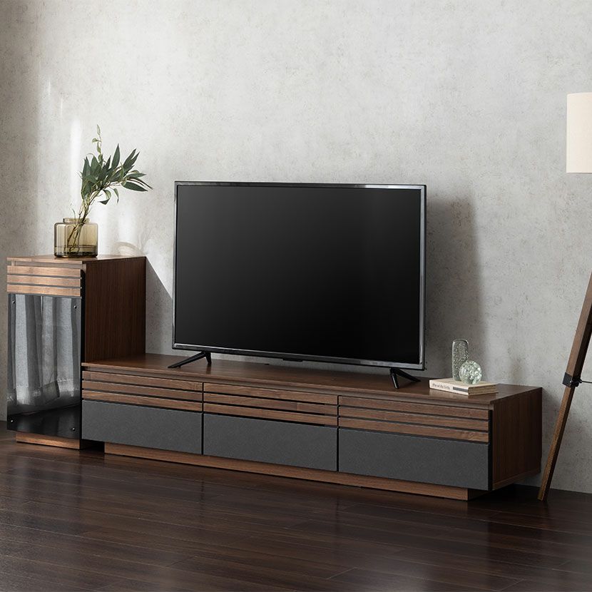 設置無料】幅150cm テレビボード 木目調 セラミック調 ウォールナット 