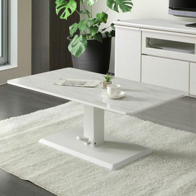 【設置無料】幅110cm 昇降式センターテーブル UV塗装天板 リビングテーブル モダン