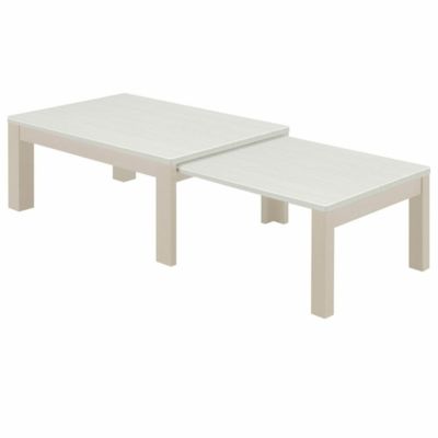 幅90～150cm 伸長式センターテーブル UV塗装天板 ホワイト リビングテーブル モダン