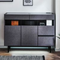 【設置無料】 幅110cm サイドボード セラミック調 木目調 2口コンセント付き 引出し付き オープン収納 リビングキャビネット ホテルライク風 モダン グレー ブラウン ルンバブル｜¥59,819の動画