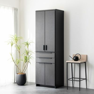 【設置無料】幅60cm ダイニングボード セラミック調 引き出し付き 扉付き 可動棚 収納 食器棚 キッチンボード キッチン収納 カップボード おしゃれ シンプル モダン グレー