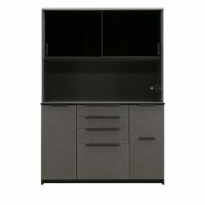 【設置無料】幅140cm ダイニングボード コンセント付き 引き出し付き 収納 セラミック調 モイス キッチンボード レンジ台 キッチン収納 食器棚 おしゃれ シンプル モダン グレー