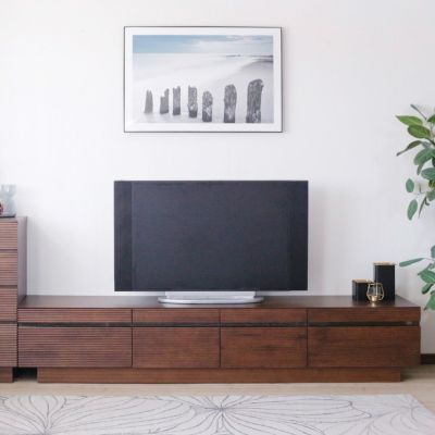 【設置無料】幅212cm ローボード 木製 天然木 無垢材 引き出し付き 収納 大型 テレビボード ロータイプ テレビ台 おしゃれ シンプル 北欧 ナチュラル ブラウン ウォールナット