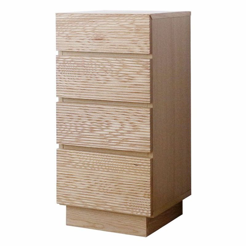 幅40cm 4段 サイドチェスト 木製 天然木 無垢 引き出し 収納 チェスト