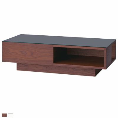 【設置無料】幅130cm センターテーブル 日本製 エディス ガラス天板 収納付き ローテーブル ラウンジテーブル リビングテーブル おしゃれ ウッディモダン ホワイト ブラウン