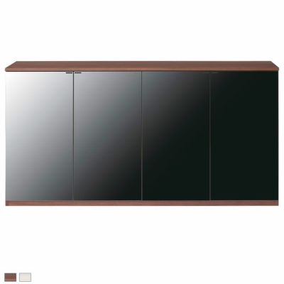 【設置無料】幅165cm キャビネット 日本製 エディス ブラックガラス扉 引出し付き 可動棚 収納付き 背面化粧仕上げ サイドボード ウッディモダン ウォールナット ホワイト