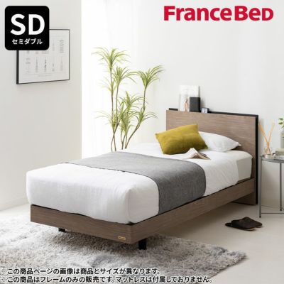 【設置無料】フランスベッド セミダブルサイズ ベッド フレーム BG-001 BG-002 LG レッグ 脚付き 高さ2段階 調整 キャビネット 棚付き スリム棚 コンセント 充電 すのこ 日本製 ルンバブル