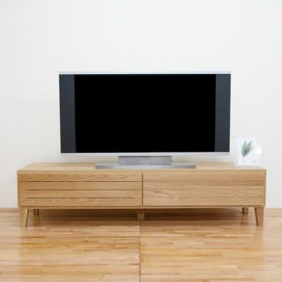 【設置無料】幅160cm ローボード テレビボード テレビ台 収納付 脚付き 国産 日本製 天然木 オーク無垢材 北欧風 ナチュラル ルンバブル