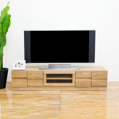 【設置無料】幅150cm ローボード テレビボード テレビ台 収納付 国産 日本製 天然木 オーク無垢材 北欧風 ナチュラル 完成品