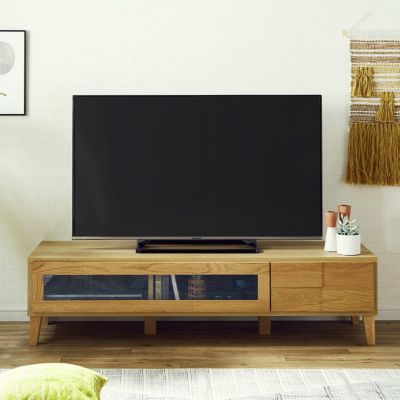 【設置無料】幅150cm ローボード テレビボード テレビ台 収納付 脚付き 国産 日本製 天然木 オーク無垢材 北欧風 ナチュラル ルンバブル