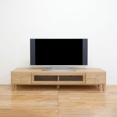 【設置無料】幅180cm ローボード テレビボード テレビ台 収納付 脚付き 国産 日本製 天然木 オーク無垢材 北欧風 ナチュラル ルンバブル