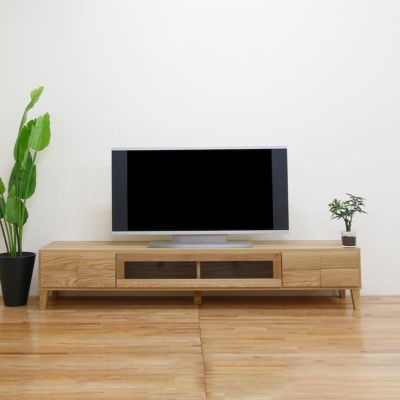 【設置無料】幅200cm ローボード テレビボード テレビ台 収納付 脚付き 国産 日本製 天然木 オーク無垢材 北欧風 ナチュラル ルンバブル