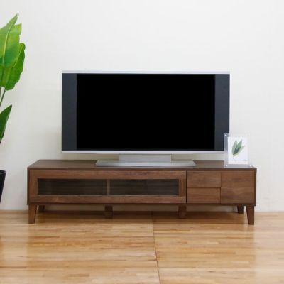【設置無料】幅150cm ローボード テレビボード テレビ台 収納付 脚付き 国産 日本製 天然木 ウォールナット無垢材 北欧風 ナチュラル ルンバブル