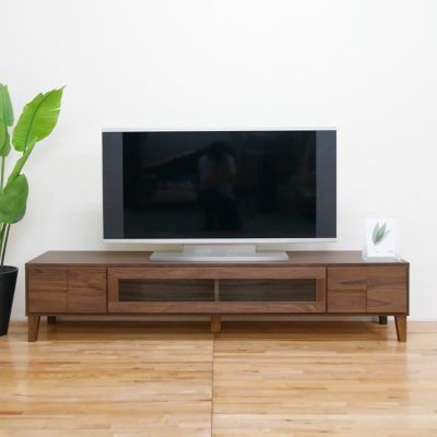 【設置無料】幅180cm ローボード テレビボード テレビ台 収納付 脚付き 国産 日本製 天然木 ウォールナット無垢材 北欧風 ナチュラル ルンバブル