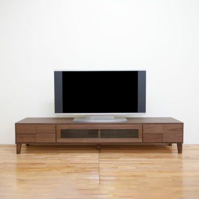 【設置無料】幅200cm ローボード テレビボード テレビ台 収納付 脚付き 国産 日本製 天然木 ウォールナット無垢材 北欧風 ナチュラル ルンバブル