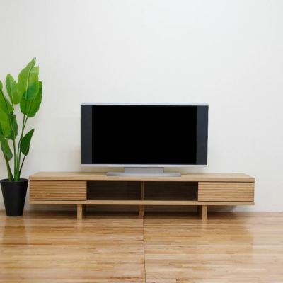【設置無料】幅197.4cm ローボード テレビボード テレビ台 収納付 脚付き 国産 日本製 天然木 オーク無垢材 北欧風 ナチュラル ルンバブル