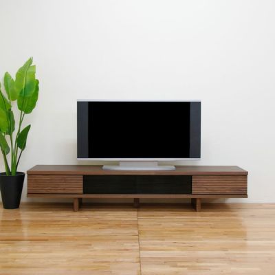【設置無料】幅197.4cm ローボード テレビボード テレビ台 収納付 脚付き 国産 日本製 天然木 ウォールナット無垢材 北欧風 ナチュラル ルンバブル