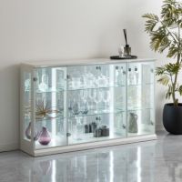 【設置無料】幅140cm ロータイプ コレクションケース VAGIO ガラス LED 照明付き 背面ミラー 横型 収納 棚 フィギュアケース コレクションボード 収納棚 飾り棚 おしゃれ 白 黒｜¥51,728の動画
