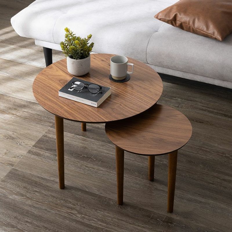 幅60cm ネストテーブル トムテ 大小2点セット 天然木 木製 丸テーブル