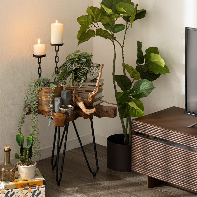 幅40cm サイドテーブル ナイトテーブル 天然木 木製 スチール テーブル