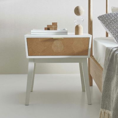 幅48cm ナイトテーブル サイドテーブル 引き出し付き 天然木 収納家具 シンプル ナチュラル 北欧 寝室 ベッドルーム ブラック ホワイト