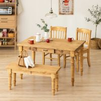 4人用 ダイニングテーブルチェアセット 4点セット (幅120cmテーブル1台＋チェア2脚＋ベンチ1脚) CFS1 食卓テーブル ダイニングチェア 食卓椅子 肘なし カントリー 北欧｜¥106,273の動画