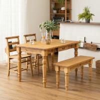 4人用 ダイニングテーブルチェアセット 4点セット (幅120cmテーブル1台＋チェア2脚＋ベンチ1脚) CFS2 食卓テーブル ダイニングチェア 食卓椅子 肘なし カントリー 北欧｜¥102,637の動画