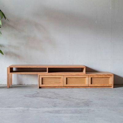 【設置無料】幅154-264cm フレキシブルテレビボード soil(ソイル) 天然木 板座 伸縮 L字 コーナー可 収納 ローボード テレビ台 日本製