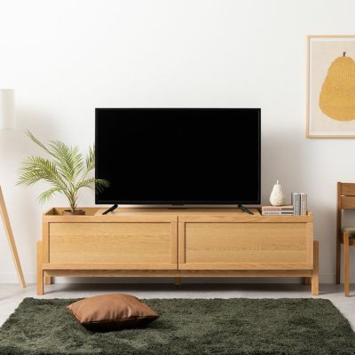 【設置無料】幅187cm テレビボード soil(ソイル) 天然木 板座 木製 収納 凹み リモコン操作可 ローボード テレビ台 日本製