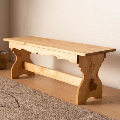 幅120cm カントリーダイニングベンチ 板座 ナチュラル 北欧パイン材 天然木 食卓椅子 オシャレ