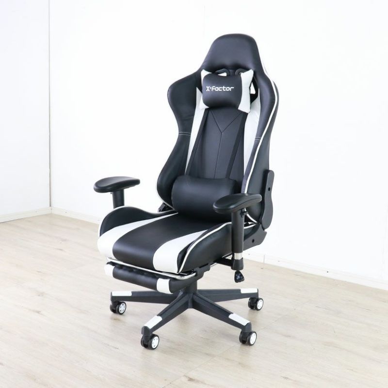 ゲーミングチェア X・Factor 収納式フットレスト付 肘掛け付き