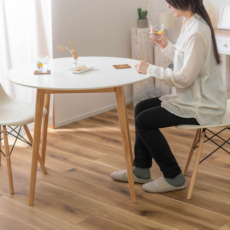 幅90cm ダイニングテーブル 円形 丸型 木製 天然木 白 コンパクト 丸