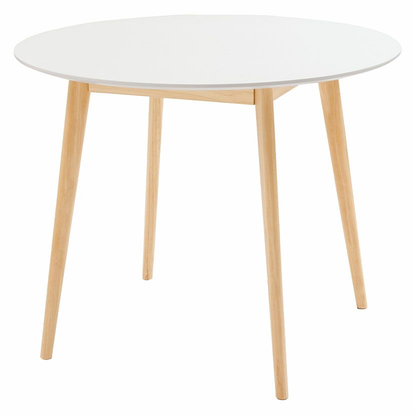 幅90cm ダイニングテーブル 円形 丸型 木製 天然木 白 コンパクト 丸