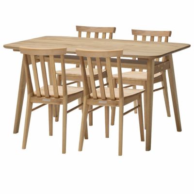 【設置無料】堀田木工所 4人用 ダイニングセット 5点 (幅140cmテーブル+チェア4脚) 木製 アルダー材 自然塗装 日本製 収納付 板座 座ぐり 食卓セット シンプル ナチュラル 北欧