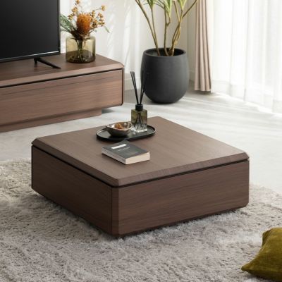 【設置無料】幅75cm ローテーブル 収納 引き出し 木目調 正方形 リビングテーブル 収納付きテーブル 座卓 センターテーブル おしゃれ シンプル モダン リビング ウォールナット