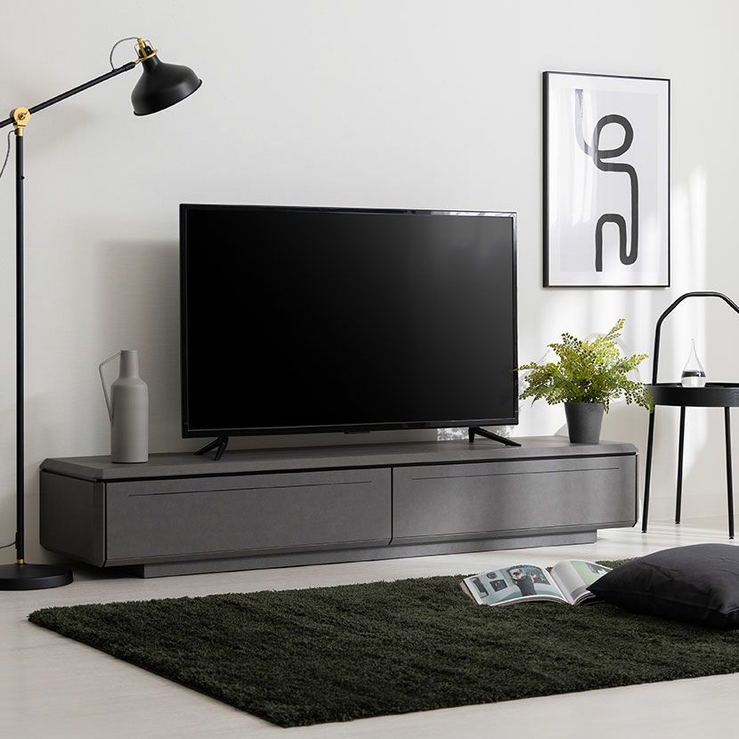 【設置無料】幅180cm ローボード 収納 引き出し デッキ収納 セラミック調 テレビボード テレビラック ローテレビ台 TV台 テレビ台 おしゃれ シンプル モダン リビング グレー｜¥52,637の動画
