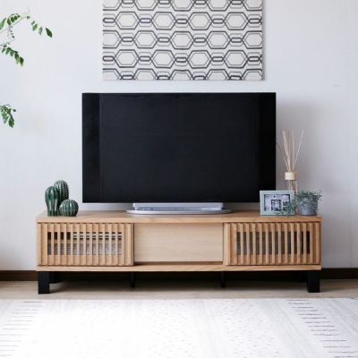 【設置無料】幅150cm テレビボード 格子 木製 無垢 天然木 引き出し 収納 脚付き ローボード TV台 テレビ台 おしゃれ シンプル 和モダン 和風 北欧 ナチュラル ウォールナット ルンバブル