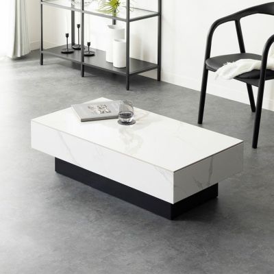 幅105cm セラミック ローテーブル 大理石柄 収納 引き出し 長方形 座卓 センターテーブル モダン リビングテーブル おしゃれ リビング 白 ホワイト グレー 完成品