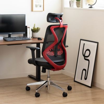 ゲーミングチェア YS-1 可動肘付き ヘッドレスト付き メッシュ ランバーサポート 人間工学 リクライニング ゲーム用チェア デスクチェア オフィスチェア 黒 赤