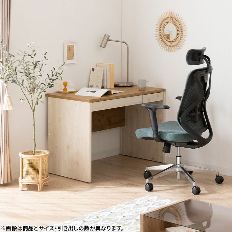 幅80cm 木製 ワークデスク ペスパ2.0 古木調 引出し付き 配線