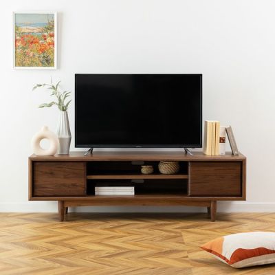 【設置無料】幅150cm テレビボード 木製 天然木 ウォールナット 収納 棚付き スライド 引き戸 脚付き 配線 テレビ台 ローボード リビング おしゃれ シンプル 北欧 ナチュラル