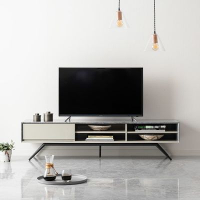 【設置無料】幅165cm テレビボード 大理石柄 スチール脚 収納 オープン 棚付き 引き出し スライドレール 脚付き 配線 テレビ台 ローボード リビング シンプル おしゃれ モダン